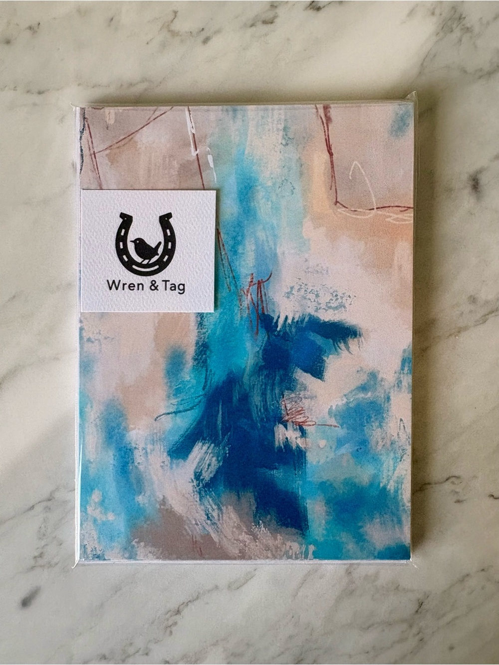 Abstract Greeting Card Set of 6 | Blue and Cream Blanket Note Cards | Modern Art